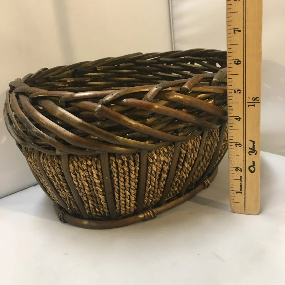 Rustic Oval Woven Wicker Basket Home Decor Medium Brown Seagrass Bohemian